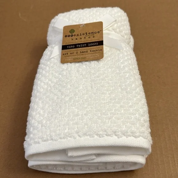 8pc ECOEXISTENCE Bamboo Zero Twist Loops Bath Towel Set - White - Picture 7 of 11